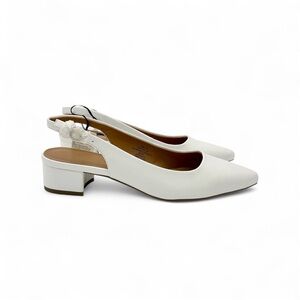 Banana Republic White/Bone Slingback Block Heel Pumps | Size Women’s 8 | NWT